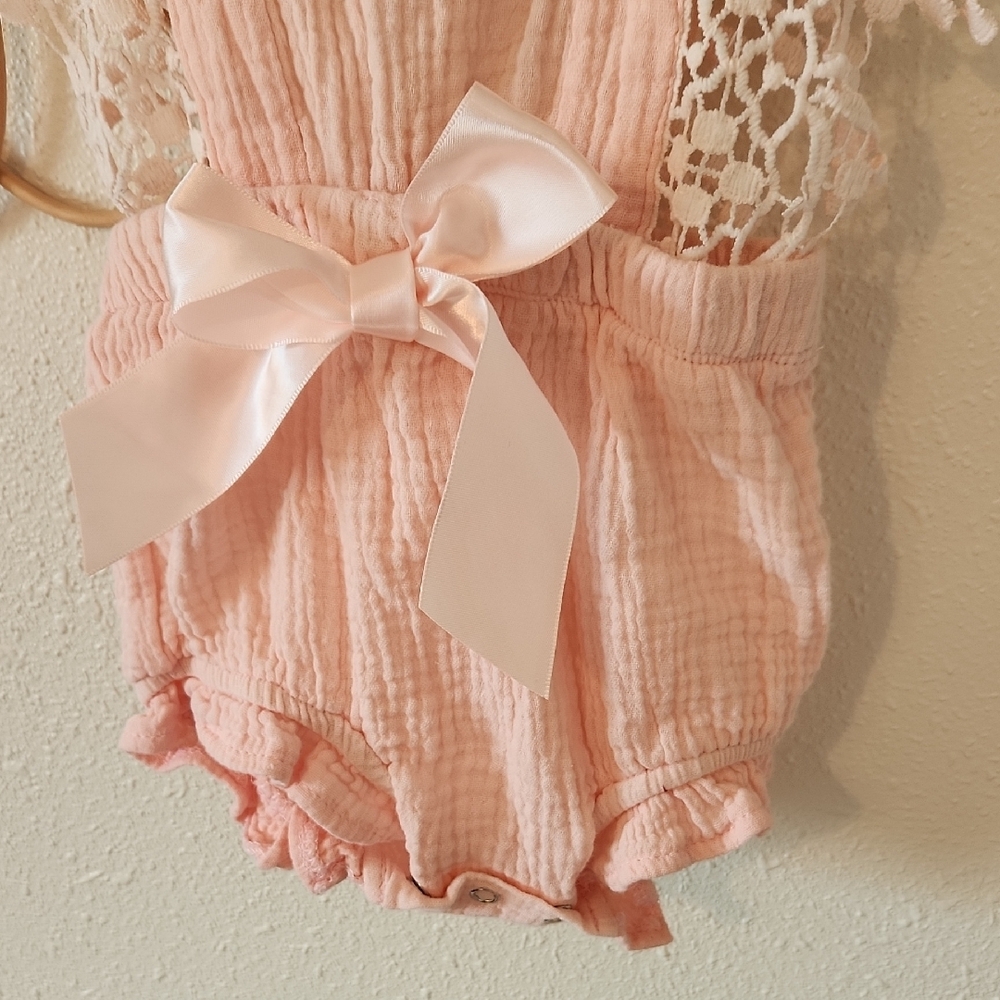 Pink Lace Ruffle Romper - Picture 3 of 5
